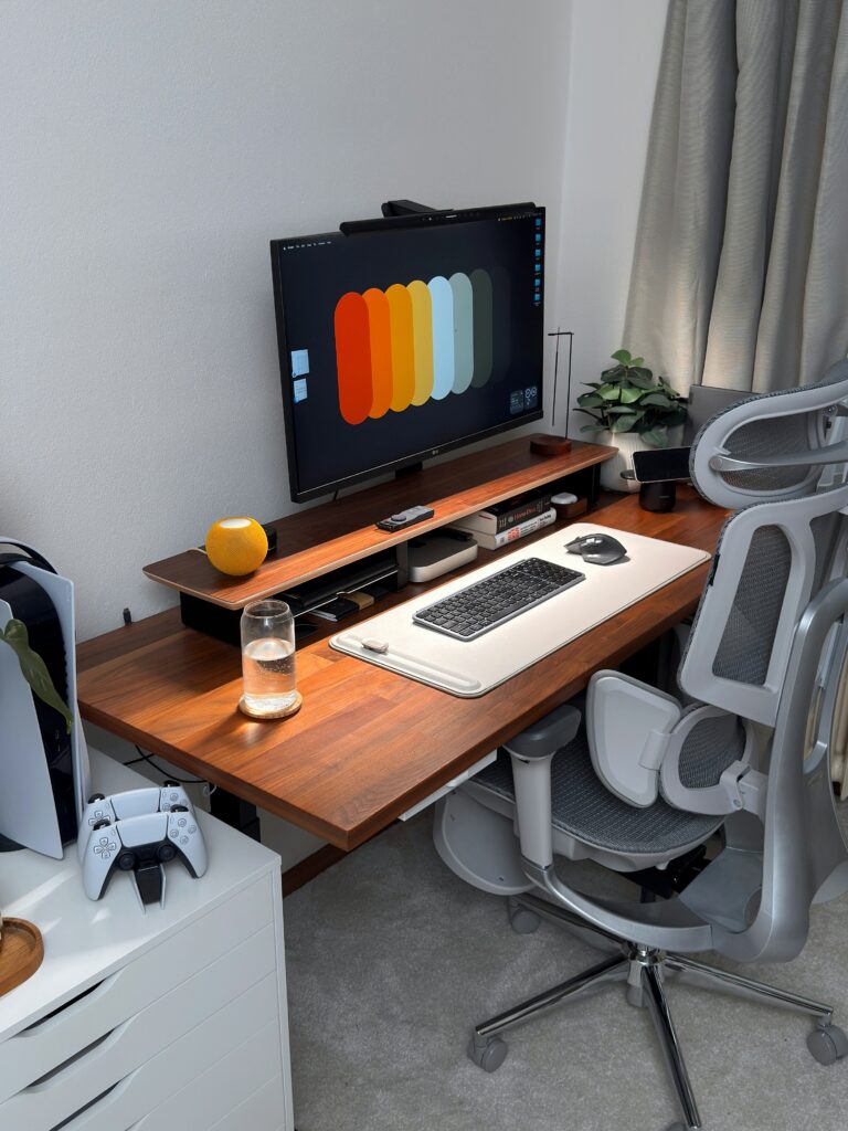 Tidy desk with office supplies